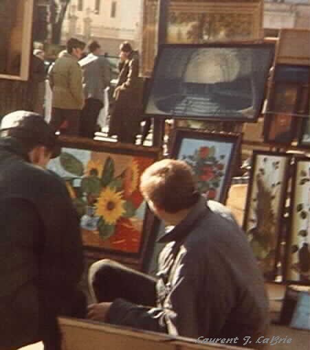 Two shots of an art market in Chisinau, Republic of Moldova